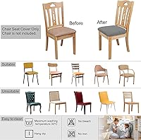 Vista 7 de Fundas de asiento de terciopelo para silla de comedor, fundas elásticas para sillas de comedor con lazos, funda protectora suave para cocina, hotel