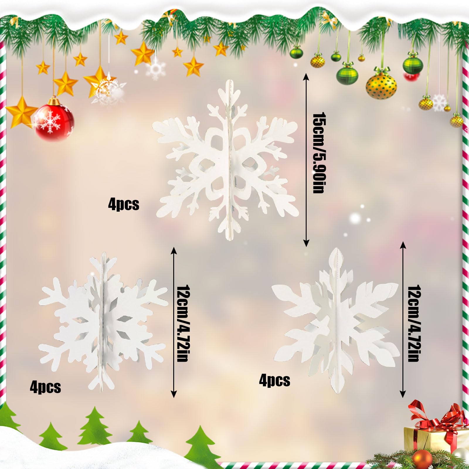 Amazon.co.jp: クリスマス オーナメント 雪の結晶 12枚セット 3D 立体