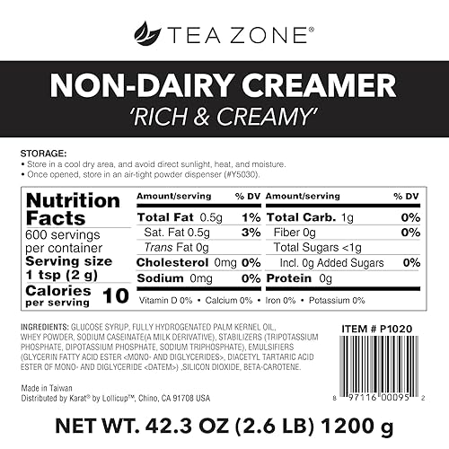 Miniatura 2 de Tea Zone P1020a - Crema no láctea en polvo original rica y cremosa para té con leche, café, bebidas, dulces, 2.6 libras (bolsa)