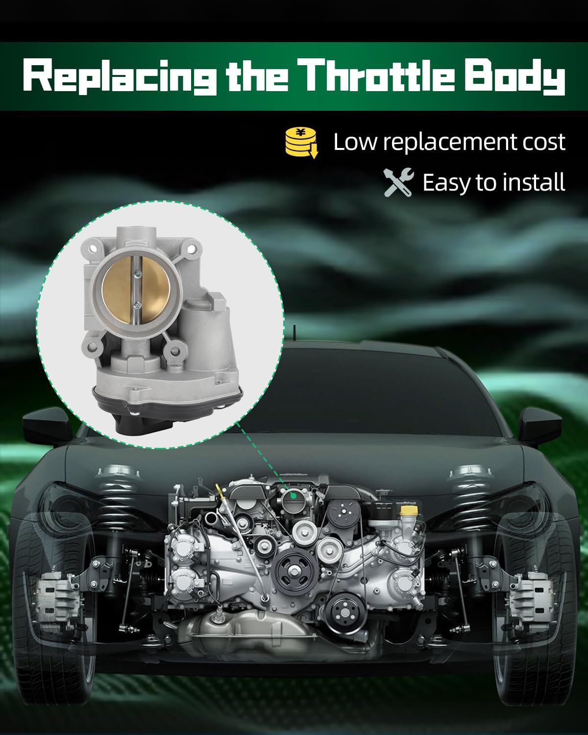 SCITOO Throttle Body 977-588 Automotive Throttle Fit for Ford for Focus 2.0L 2008 2009 2010 2011, for Ford for Transit Connect 2.0L 2012 2013
