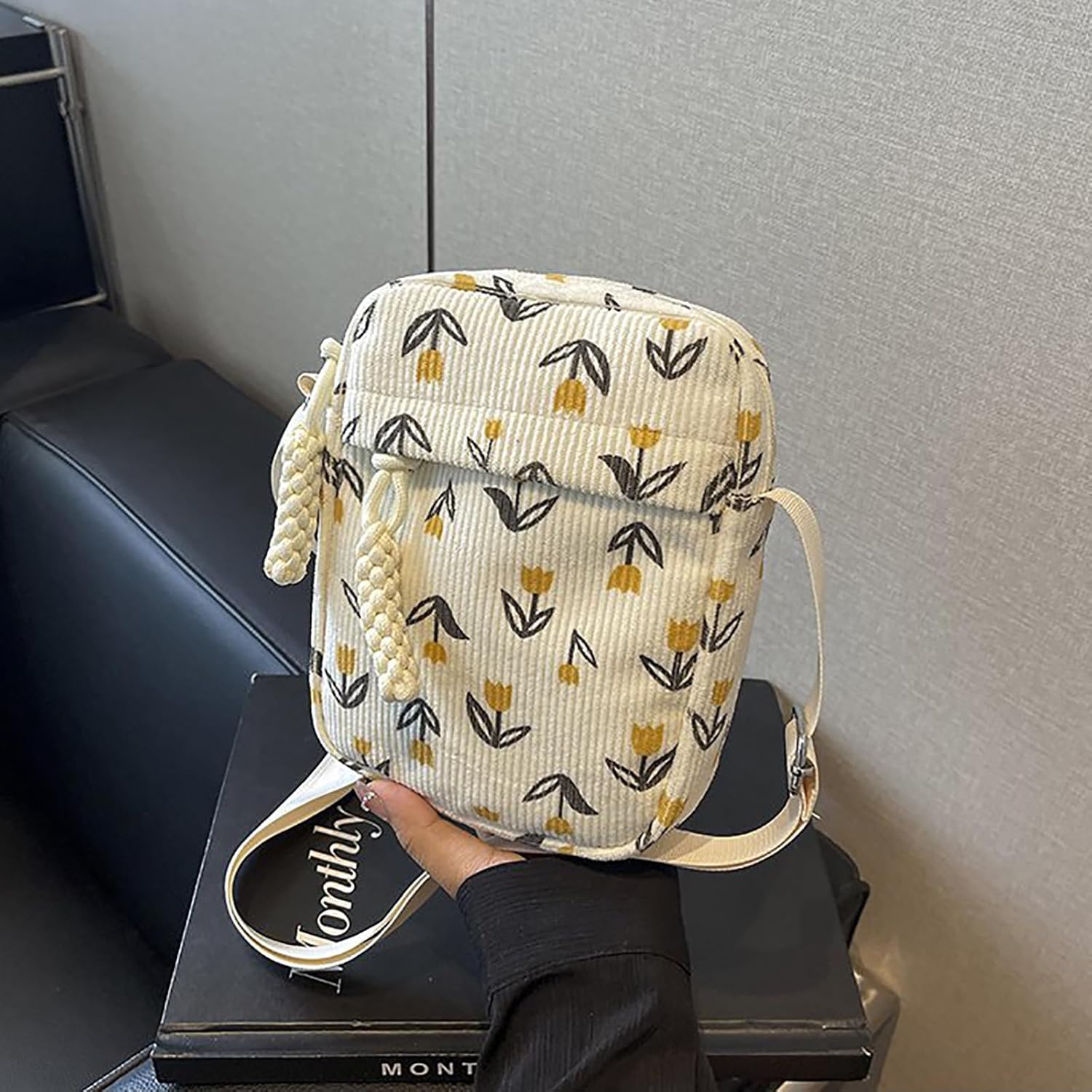 Cute Strawberry Purse Crossbody Bags for Women Kawaii Purse for Women Aesthetic Corduroy Tote Bag - Image 8