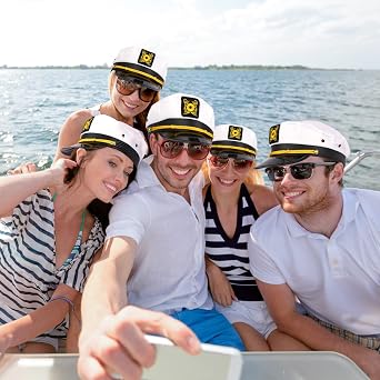 dodowin Captain Sailor Hats for Men Women Adults, Yacht Rock Party Attire