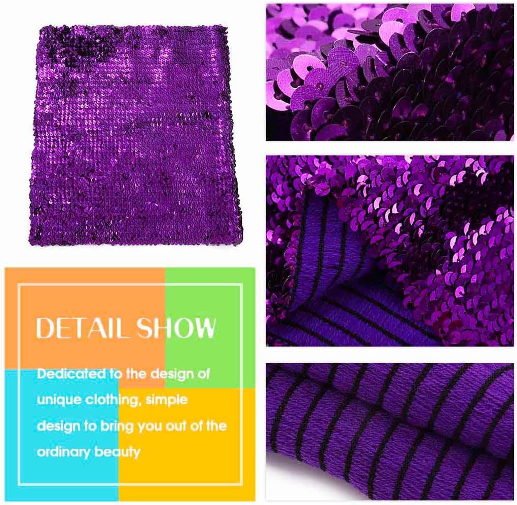 Zoestar Sparkly Sequin Skirt Purple Glitter Mini Skirts Shiny Belly Dance Hip Scarf Halloween Costume Outfits for Women