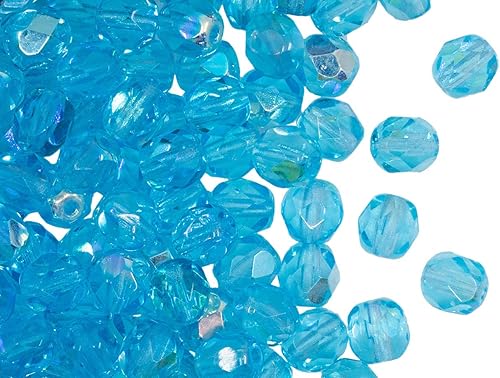 Miniatura 8 de 300 cuentas facetadas pulidas al fuego, redondas, cristal checo, 0.23 pulgadas, aluminio bronce cristal