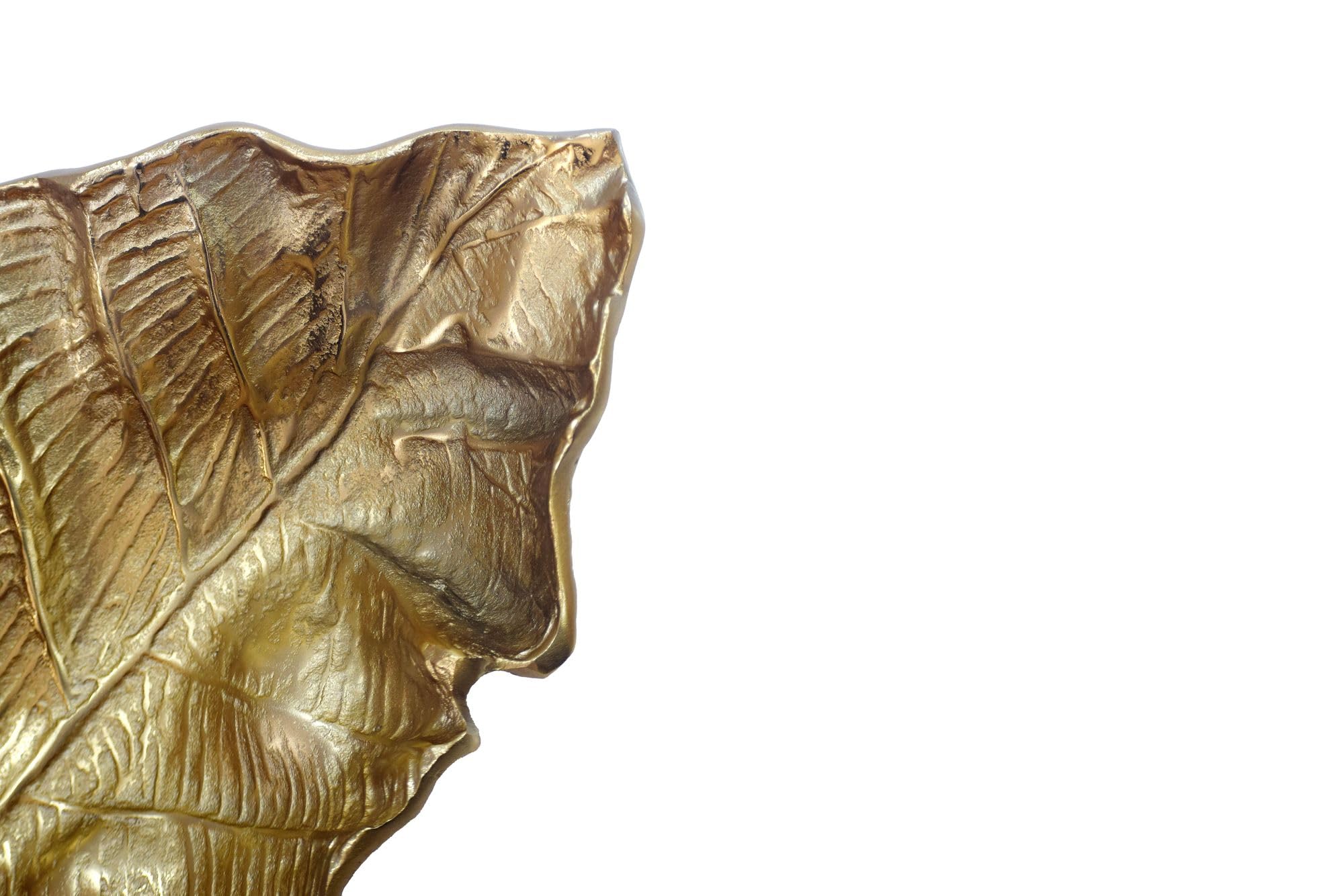 FineBuy Misa Dekoracyjna Liść 67x27x11 cm Aluminium Złota