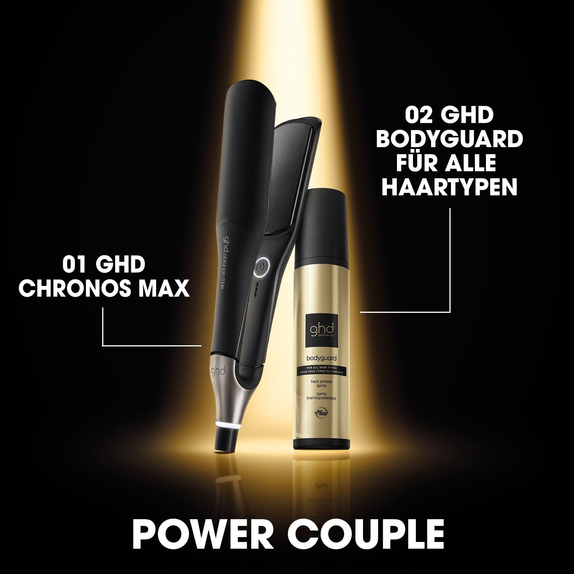 ghd chronos max breites Glätteisen: Ideal für dickes, langes und lockiges Haar, smarter Haarglätter mit 43mm Platten für glatte sleek Looks und Wellen, Anti Frizz Finish, ohne extreme Hitzeschäden