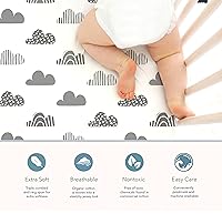 Vista 96 de Las sábanas bajeras de colchón 100% algodón orgánico se ajustan y son compatibles con Graco Pack n Play, Babyletto, Pamo Babe, Baby Trend y muchos