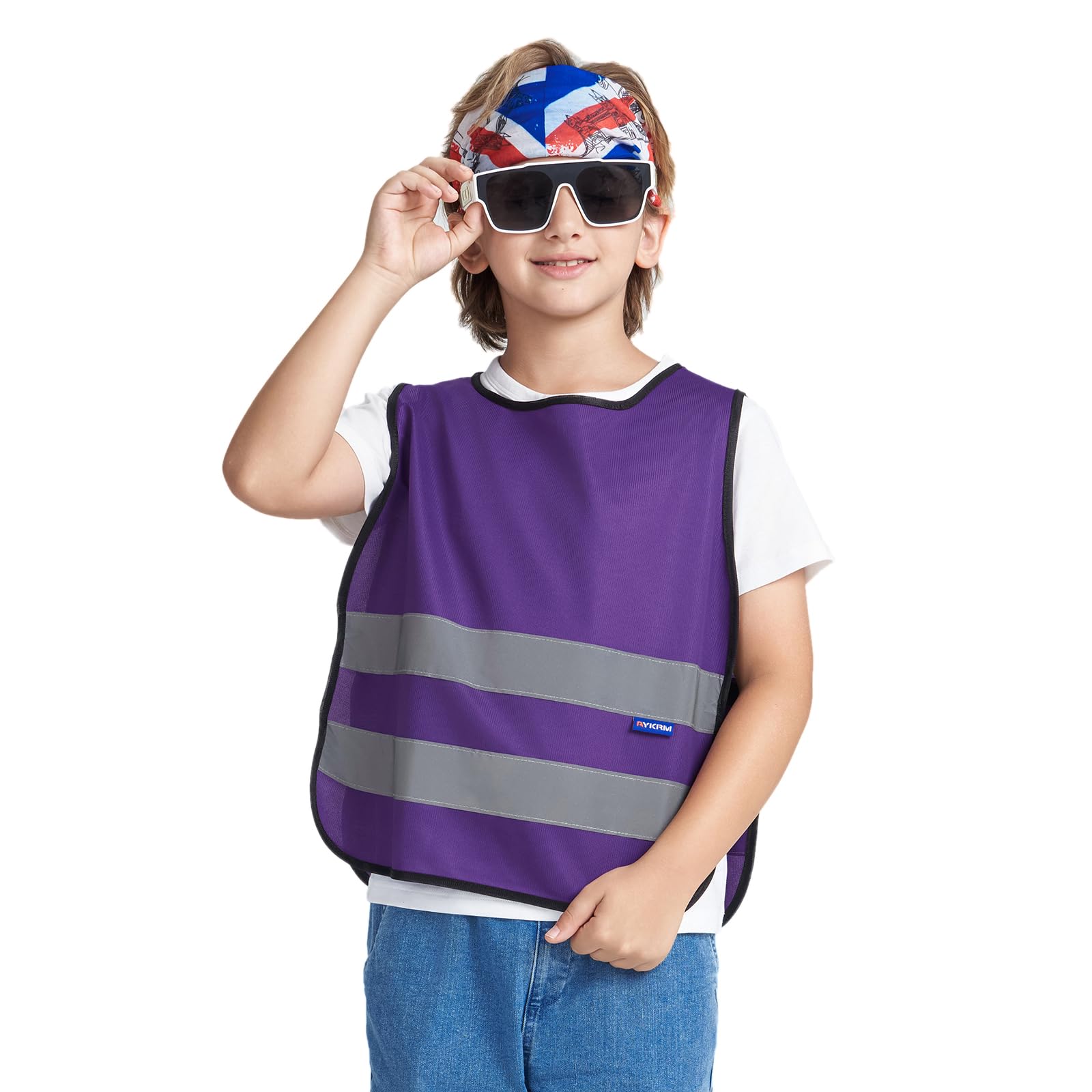 AYKRM 6-9 Year Hi Vis Vests for Kids purple Kids High Visibility Reflective Vest purple High Vis Jacket for Kids