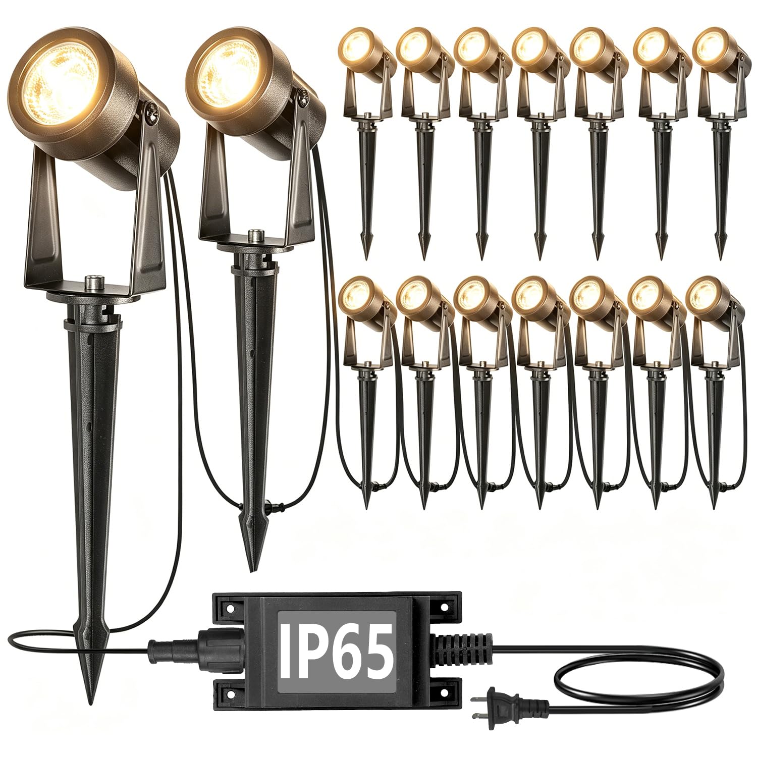 SUNTHIN Outdoor Landscape Lighting, 16 Pack LED Spot Lights Kit, Warm White