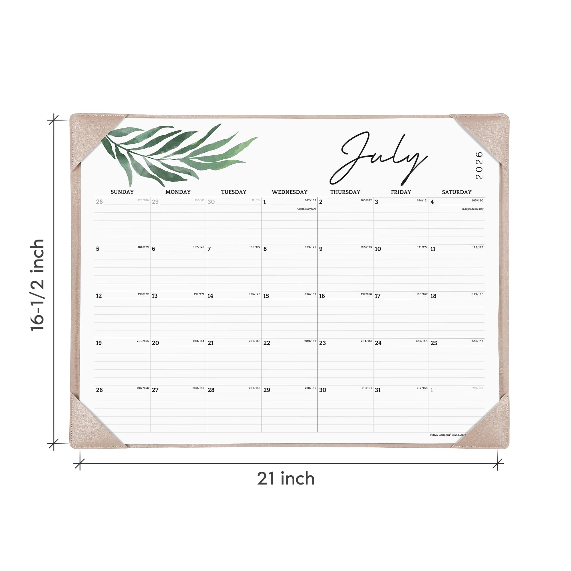 Cabbrix Schreibtischkalender 2026-2027 mit Schreibtischmatte, 18 Monate großer Kalender Januar 2026 - Juni 2027, 53,3 x 16-1/5,1 cm, großer Schreibtisch-Schreibkalender für Zuhause, Schule und Büro