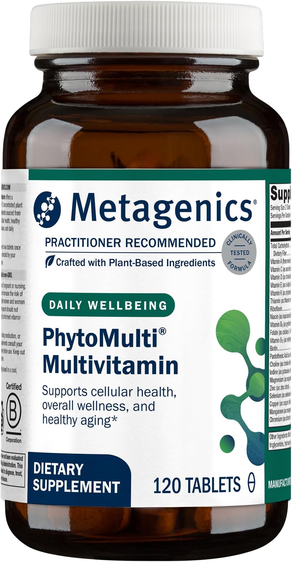 Metagenics PhytoMulti Multivitamin Without Iron, 120 Tablets | Daily Multi for Men and Women with 20+ Vitamins, Minerals and Phytonutrients for Antioxidant and Immune Support, Non-GMO