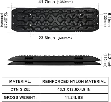 X-BULL مسارات مسار الاسترداد الجديدة Sand Mud Snow Track Tire Ladder 4WD (Black، 3gen)