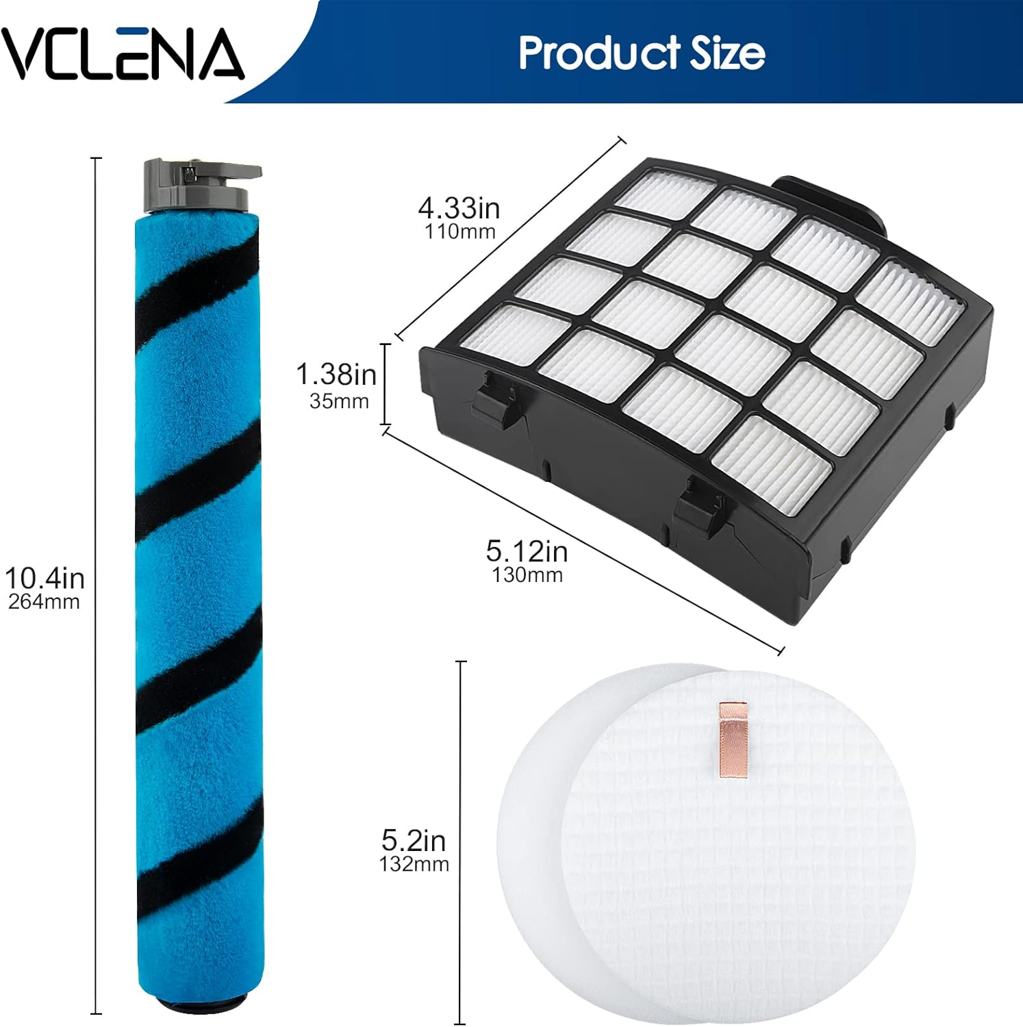 AZ2002 Filter Replacement for Shark Vertex Upright Vacuum AZ2002 AZ2000 AZ2000W Shark Vertex DuoClean PowerFin Acessories, 2 Post-Motor Filters, 4 Foam & Felt Filters, 1 Soft Brushroll