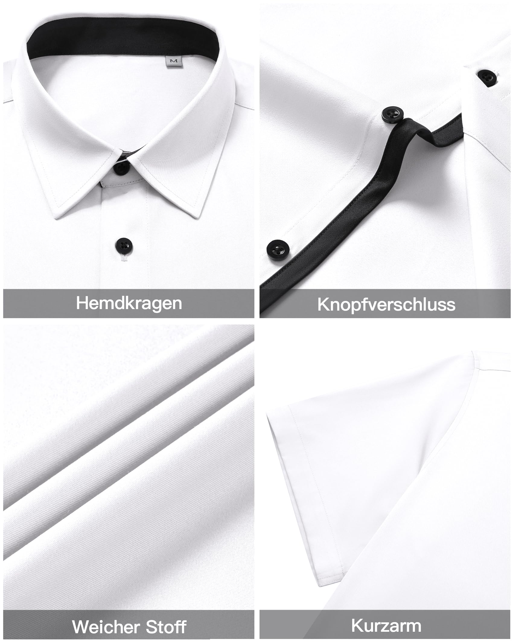 siliteelon Hemd Herren Kurzarm Regular Fit Businesshemden für Herren Bügelfreie Sommerhemd Arbeit Hochzeit Festlich Freizeithemden
