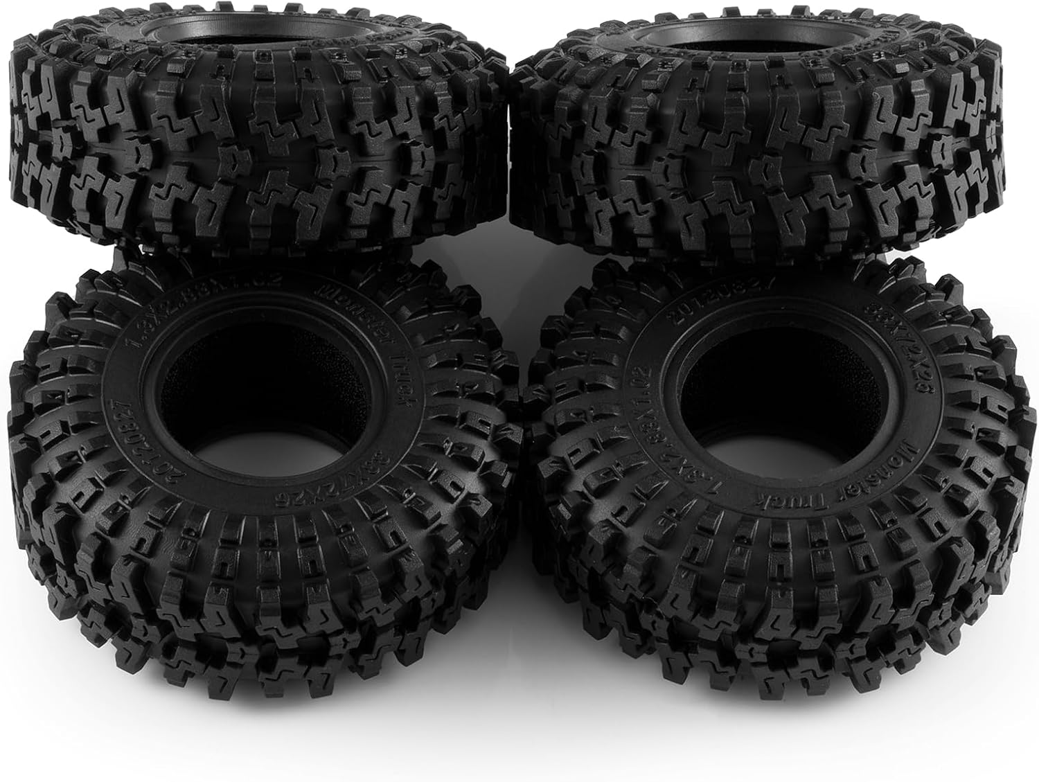 RCLIONS 4PCS 1.3" Beadlock Tires with Foam Insert for 1/24 Axial SCX24 AX24 1/18 TRX4M RC Crawler Truck Car Upgrade Parts (#F Style)