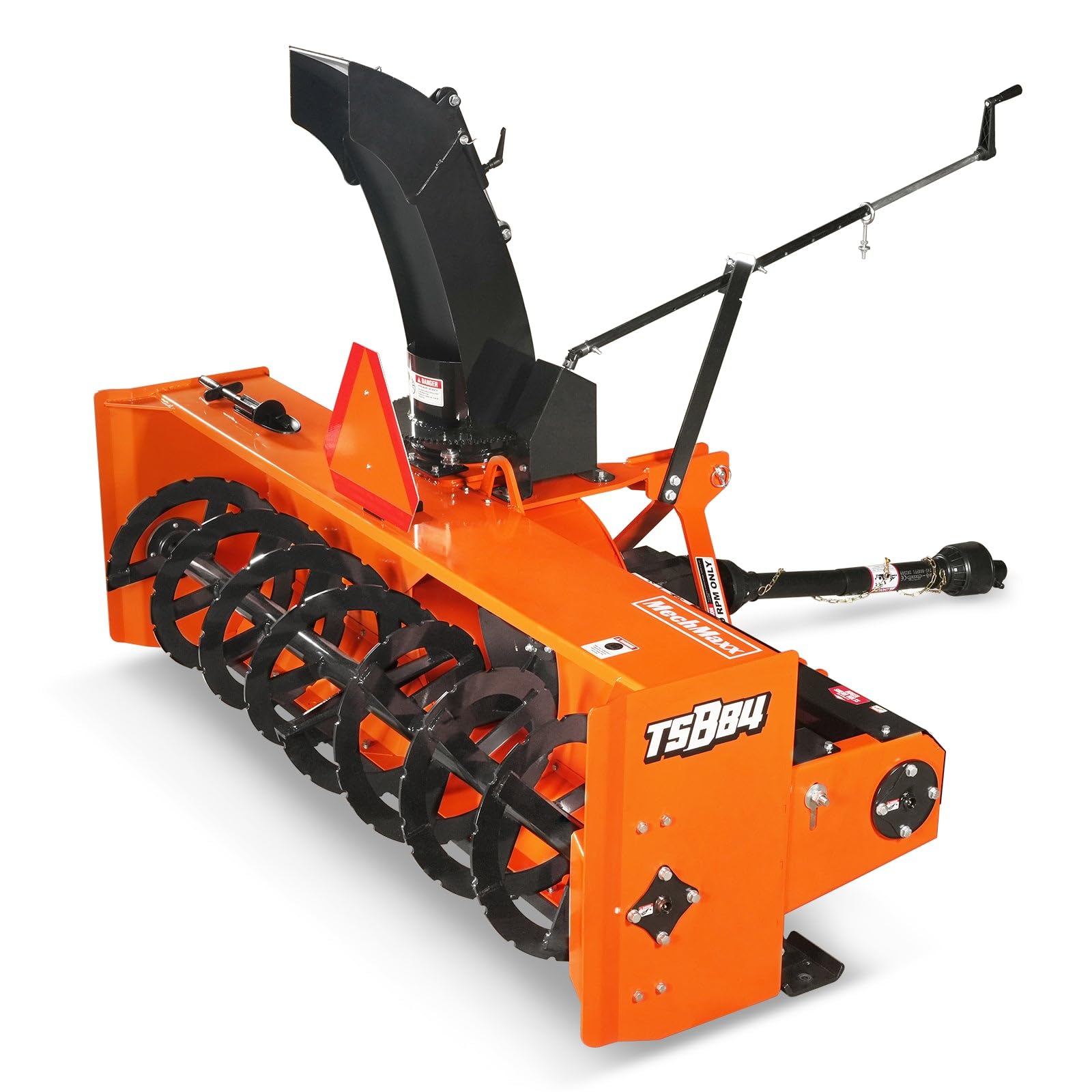 MechMaxx 84 inch 3 point PTO snow blower in orange