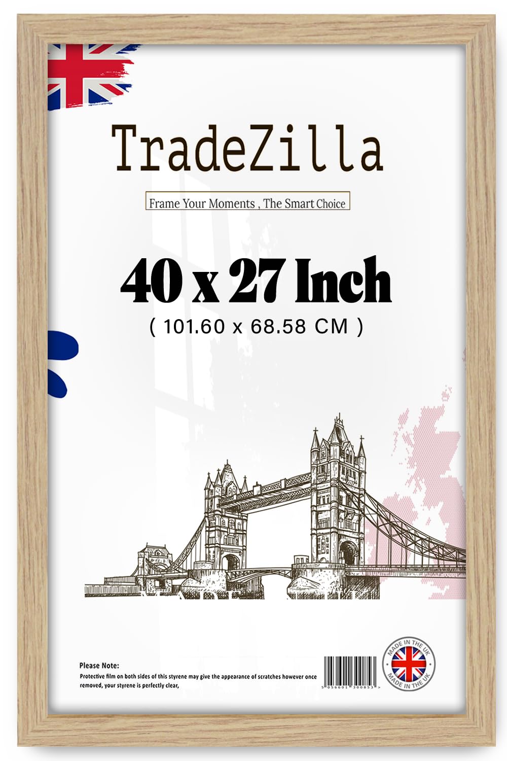 Tradezilla Oak | Eton Wood Picture Frame (101.60 X 68.58 Cm) Decorative Wall Décor For Poster Art Gallery, Home & Office, Durable Mdf Wood Poster Frame With Sleek Finish [ ]