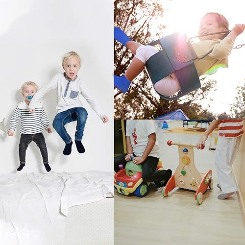 Miniatura 2 de GRPSKCOS Calcetines antideslizantes para cama elástica para niños, con agarre pegajoso, para interiores, transpirables, 4 pares para niños y