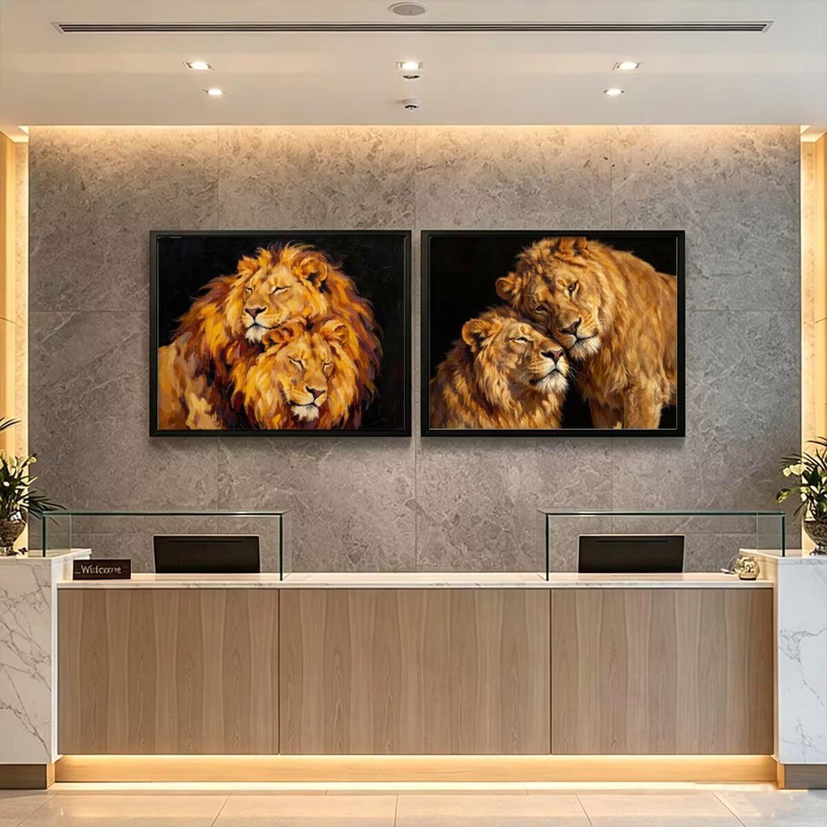 Lew zestaw 2 szt. do malowania diamentowego 5D dla dorosłych, 135 x 100 cm