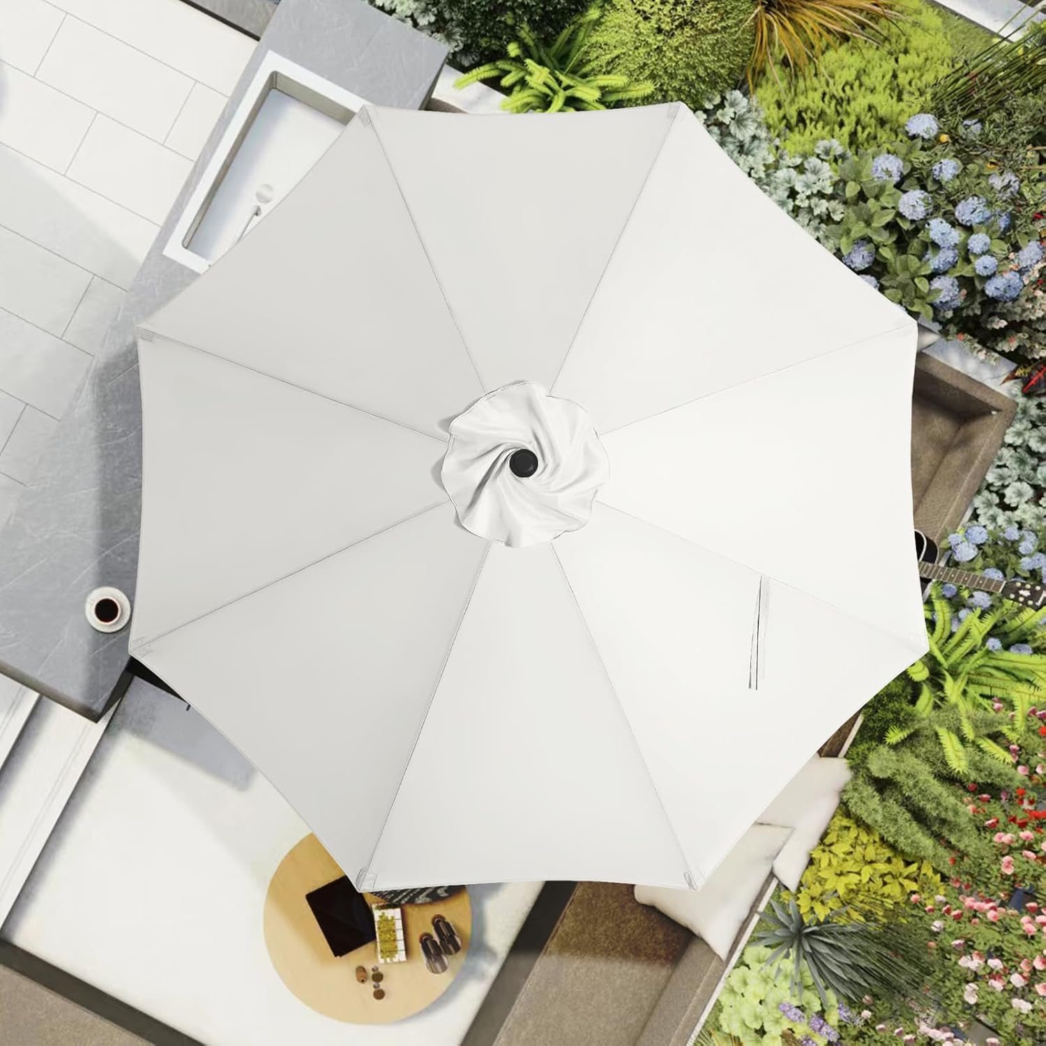 MASTERCANOPY Patio Umbrella 9 ft Replacement Canopy for 8 Ribs-White Canopy Only