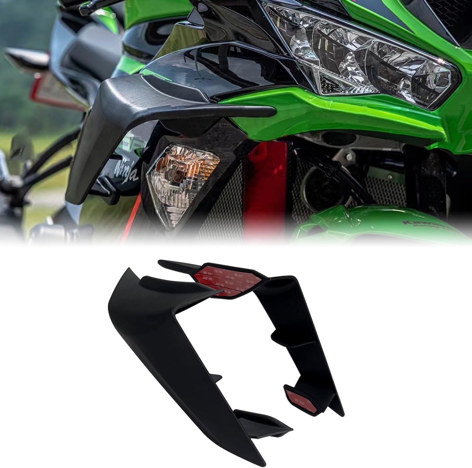 Fairing for Kawasaki ZX-6R (2019-2023), Motorcycle Spoiler Wing, Easy Installation of Kawasaki ZX-6R Winglet (Bright Black)