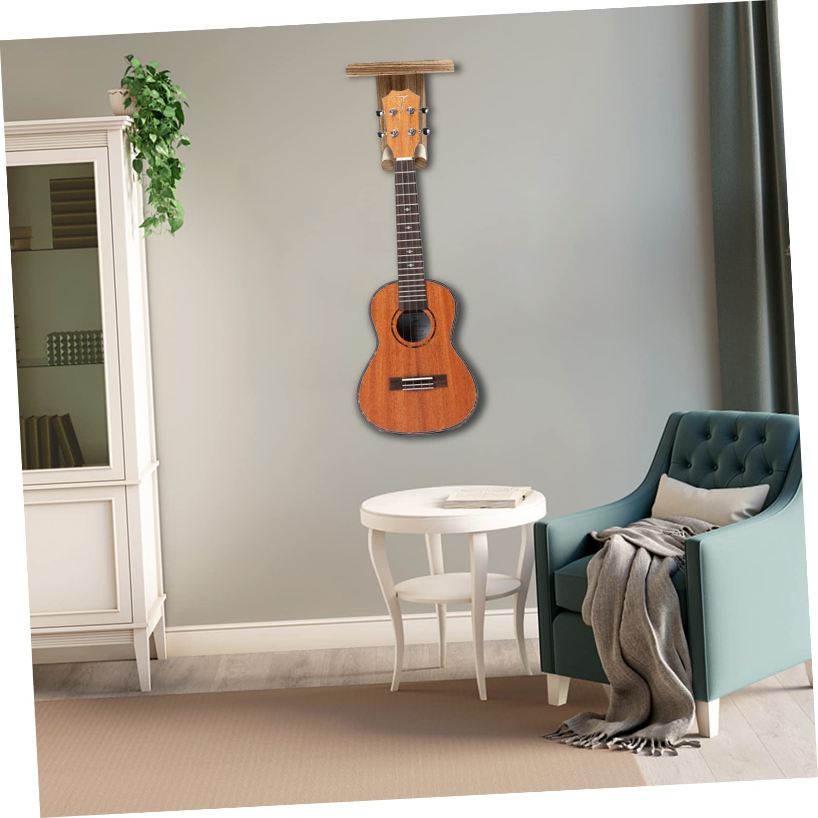Supporto da Parete per Chitarra in Legno 2 Pezzi, Gancio | Mandolino e Banjo, Salvaspazio per Piccoli Appartamenti, Facile da Installare in Negozio