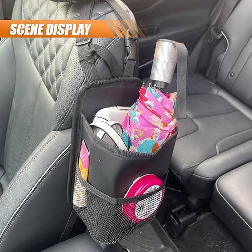 Miniatura 6 de Portavasos grande 2 en 1, bolsa para botella de agua automática con bolsillo de malla, organizador lateral de cuero impermeable de 80 onzas para el