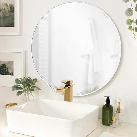 Amazon.com: CULER Round White Bathroom 24 Inch Mirror,Circle Wall ...