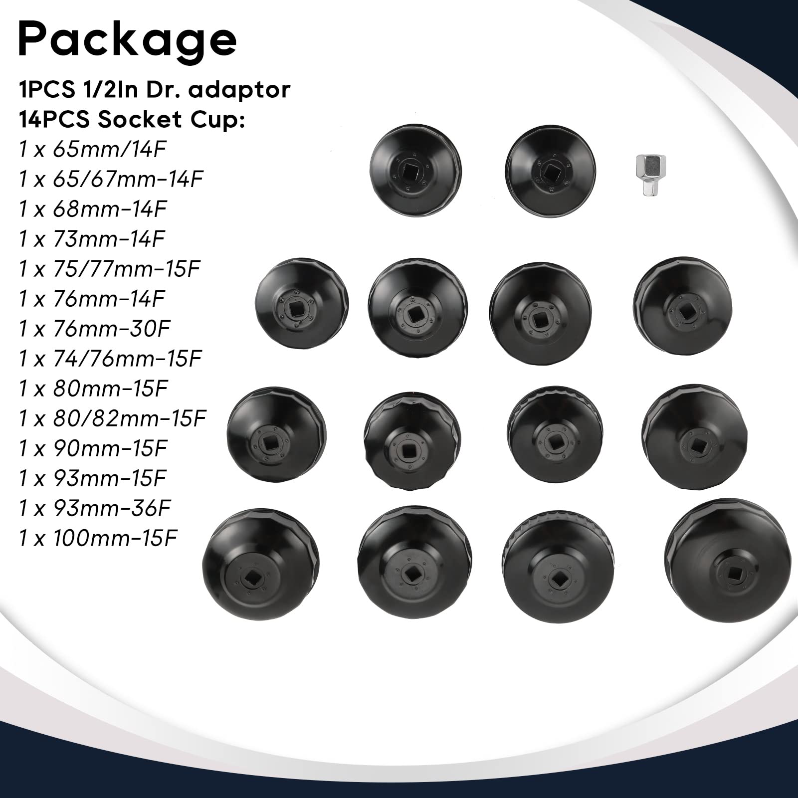 ATPEAM Kit 15 Pièces Clé Filtre à Huile Universel avec Cloche Filtre à Huile et Adaptateurs