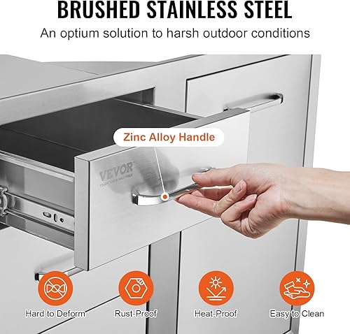 Miniatura 177 de VEVOR Cajones de cocina para exteriores de 14 x 20.3 pulgadas, cajón triple de montaje empotrado, 14 pulgadas de ancho x 20.3 pulgadas de alto x 23