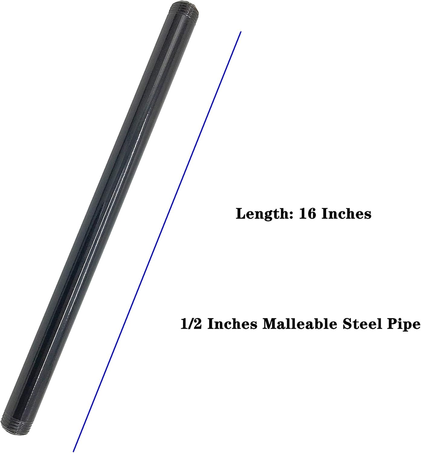 1/2 Inch Mallealbe Cast Iron Pipe, Pre Cut, Industrial Steel Black Fits Standard One Half Inch Black Threaded Pipes Nipples and Fittings, Build Vintage DIY Furniture, 10 Pack (16 Inch Length) : Industrial & Scientific