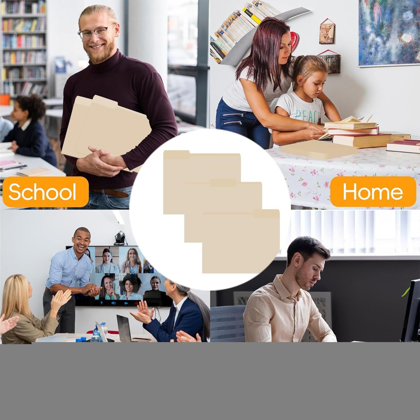 Cartella Portadocumenti Organizer per bollette, archiviazione e contratti | Cartelle Da Schedario Con Linguette 1/3 per Ufficio Domestico, Organizzazione Scolastica, Gestione di Lavoro