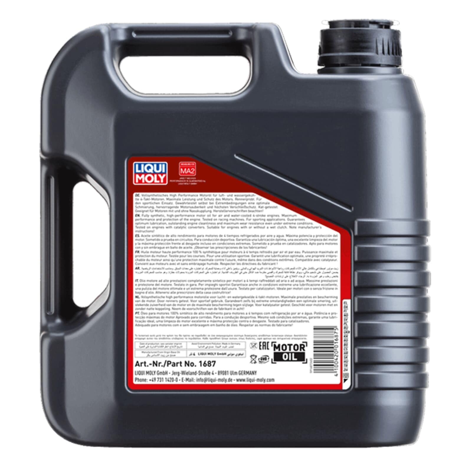 LIQUI MOLY Olio motore Motorbike 4T Synth 10W-60 Olio sintetico 100% 4 L Compatibilità con MICROCAR Due Hatchback, AIXAM A.751 Hatchback, VICTORY MOTORCYCLES OCTANE, MV AGUSTA MOTORCYCLE BRUTALE