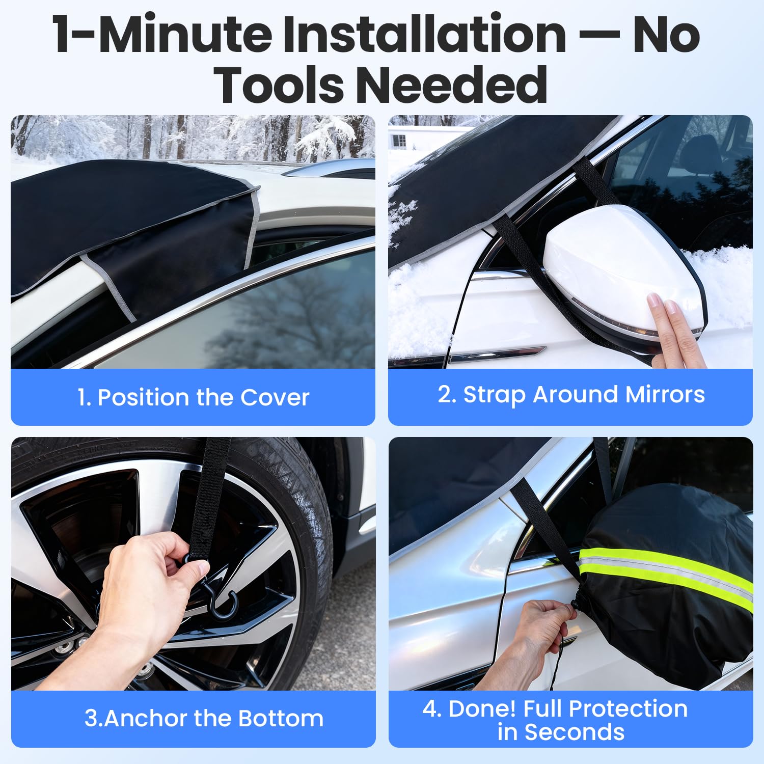 Purehorizon Snow Cover for car Windshield Heavy Winter Protection Anti Snow Ice Frost and Water Military-Grade Protection Universal — view 6