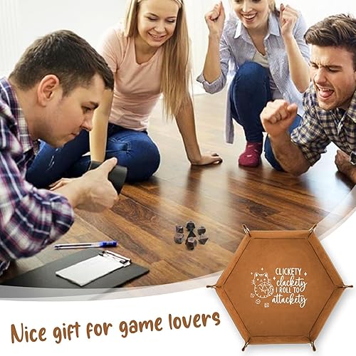 Miniatura 6 de Bandeja de dados de cuero para rodar, soporte hexagonal plegable para dados de gato, accesorios de almacenamiento de dados, organizador de