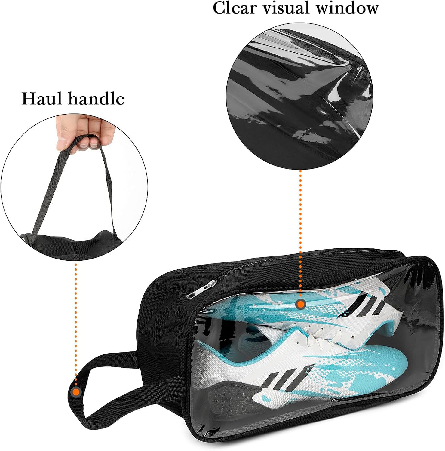 Linkidea 2 Pack Soccer Shoe Carrying Bag, Sports Cleats Storage Bag, Fit Up to US Men Size 13 Shoes, Compact Boots Duffle Bag with Water Resistant Design (Black)