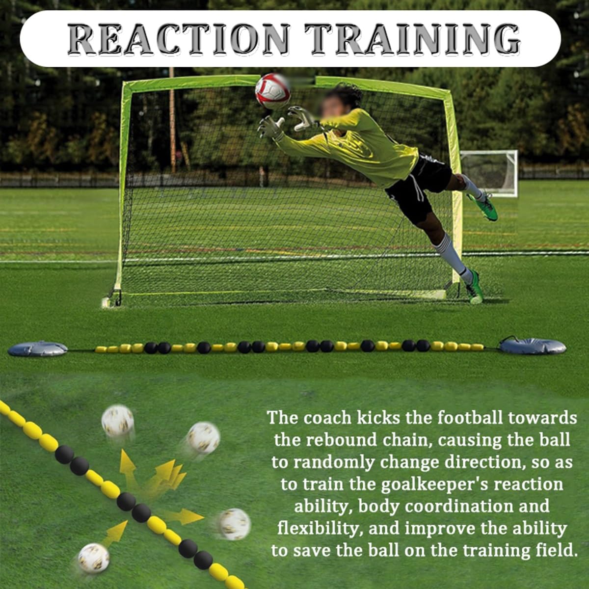 Rebote de entrenamiento de fútbol con base llena de agua | Deflector para ejercicios de reflejos y habilidades | Ayuda para entrenador y jugador de 4 m