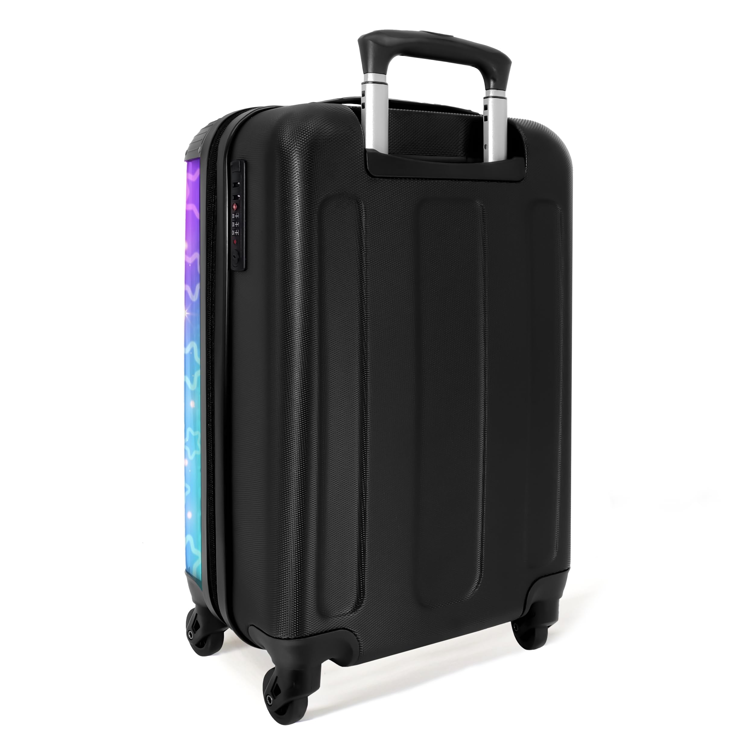 NoBoringSuitcases.com Kinderkoffer Mädchen, Reisetrolley Mit Rollen, Kinder Reisekoffer, Kindertrolley, Koffer Mädchen, Handgepäck Koffer, Handgepäck 55x40x20 cm (Sternenmuster - Lila-Rosa)