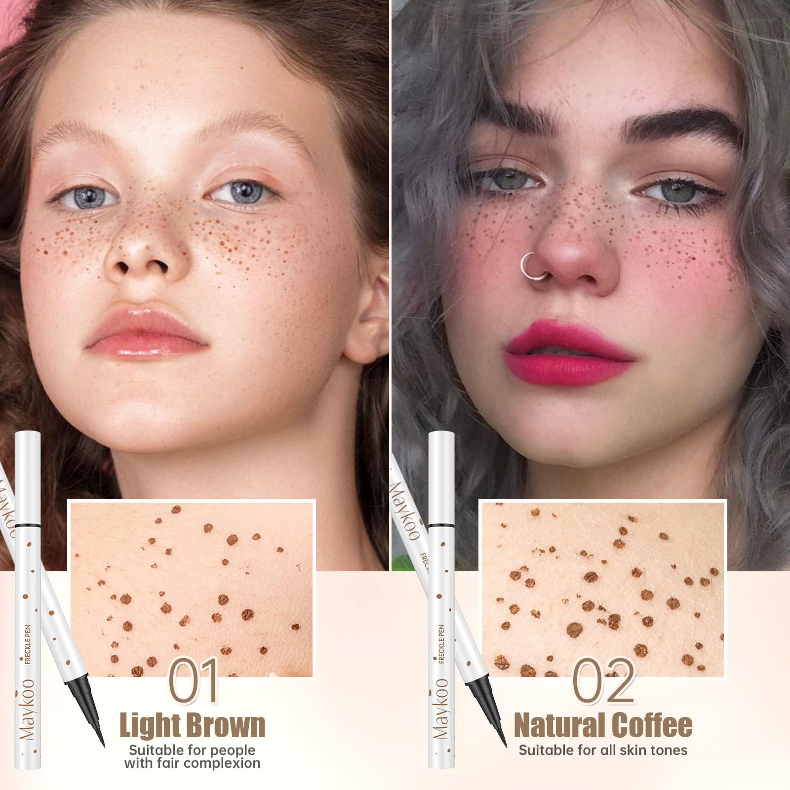 4 Colors Freckle Pen Set, MAYKOO Freckle Makeup Pen Waterproof, Quick Dry Fake Freckles Tool - Image 3