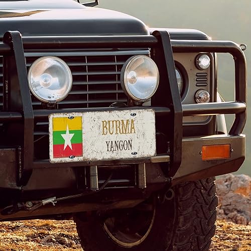 Miniatura 4 de Placa de matrícula de metal con bandera nacional de la ciudad de Yangon, placa decorativa de automóvil de 6 x 12 pulgadas, recuerdo de la ciudad de