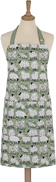 Ulster Weavers 100% Cotton Kitchen Machine Washable-Ideal for Protecting Against Cooking Spills and Splats, Animal Theme, Woolly Sheep, Green Apron