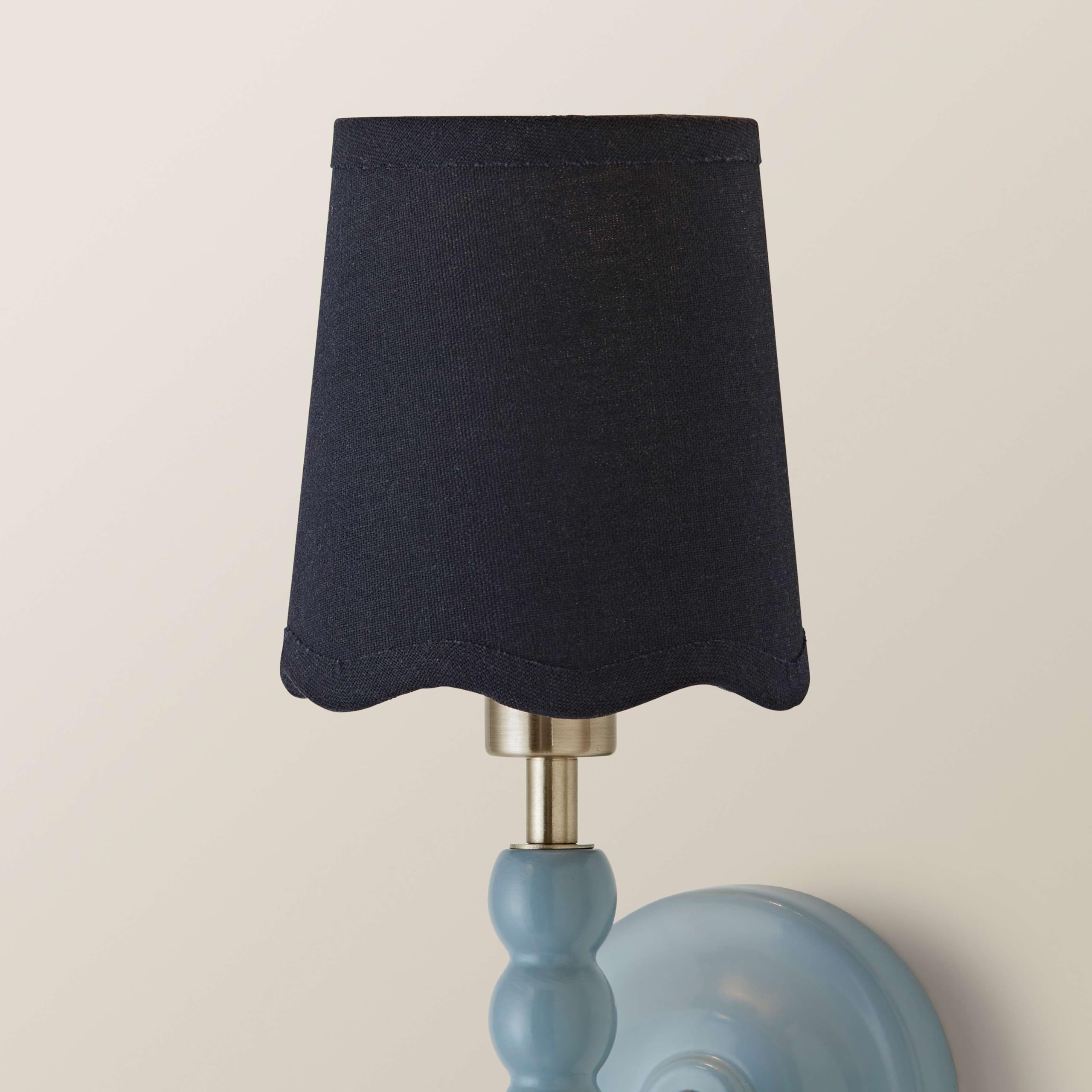 ValueLights Mabel Linen Mini 10cm Scallop Edge with Trim Ceiling Light Lamp Shade in Navy
