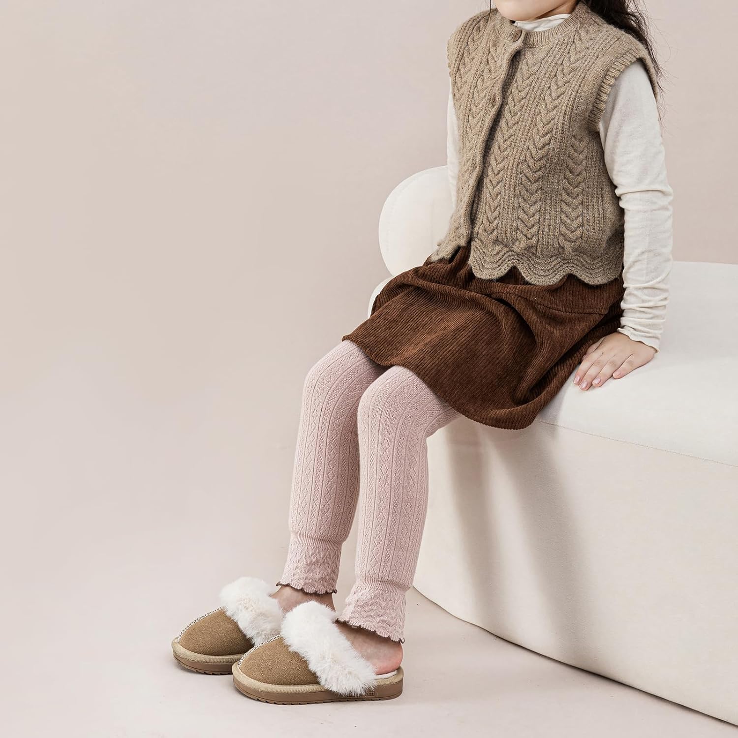 Girls Fleece Lined Leggings Pants Thick Warm Winter Toddler Girls Leggings with Cute Ruffles Tights - Image 2