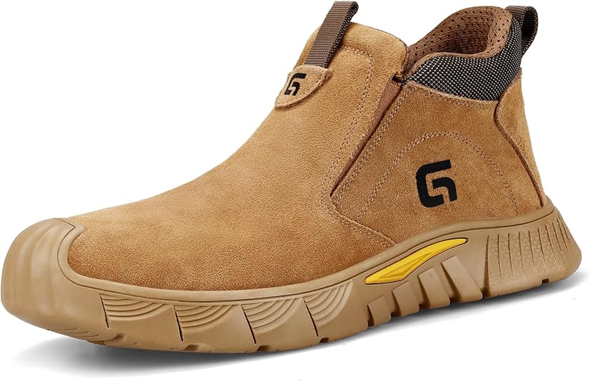 GLANOUDUN Welding Work Boots for Men Slip on Steel Toe Shoes for Men Indestructible Steel Toe Boots Welder Men's Working Shoes Fireproof Safety Footwear for Construction Men's Work & Safety Footwear