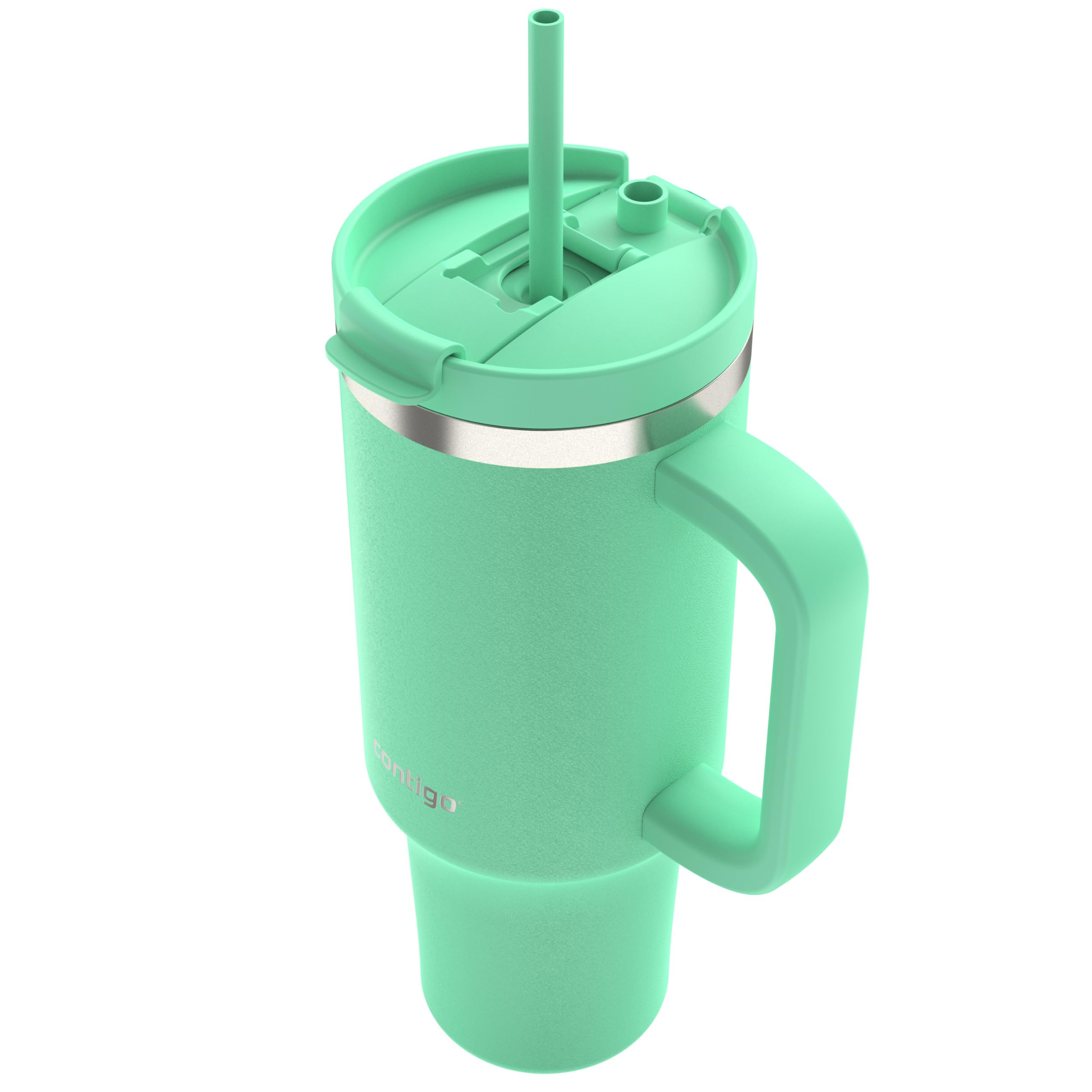 Vaso con pajita Contigo THERMALOCK Tumbler de 1200 ml con asa grabada y pajita | Botella térmica de acero inoxidable con tapa y aislamiento | Se enfría durante 29 horas | a prueba de fugas | Libre de