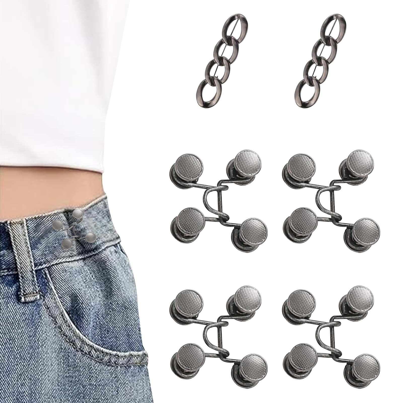 Azushwer 6 Pcs Waist Tightener Clips, Waist Cincher Clip, Waists Tightener, No Sewing, Adjustable Pant Waist Tightener for Loose Jeans, Skirts, Sleeves, Sweaters Clothing Accessories Black