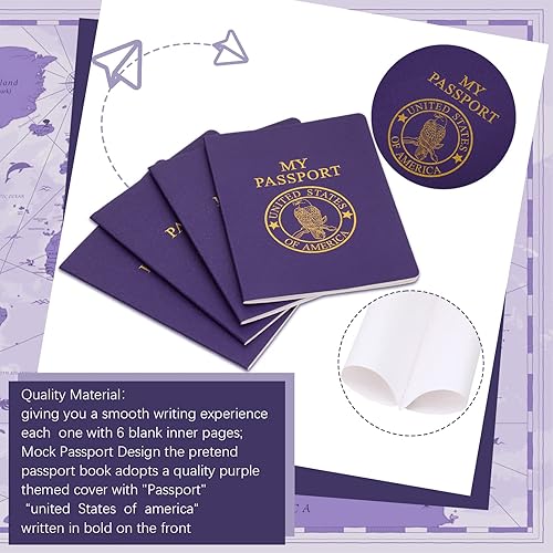 Miniatura 4 de SATINIOR 60 cuadernos de pasaporte en blanco a granel para simular, libro de pasaporte, actividad, cuaderno falso, tema mundial, recuerdos de