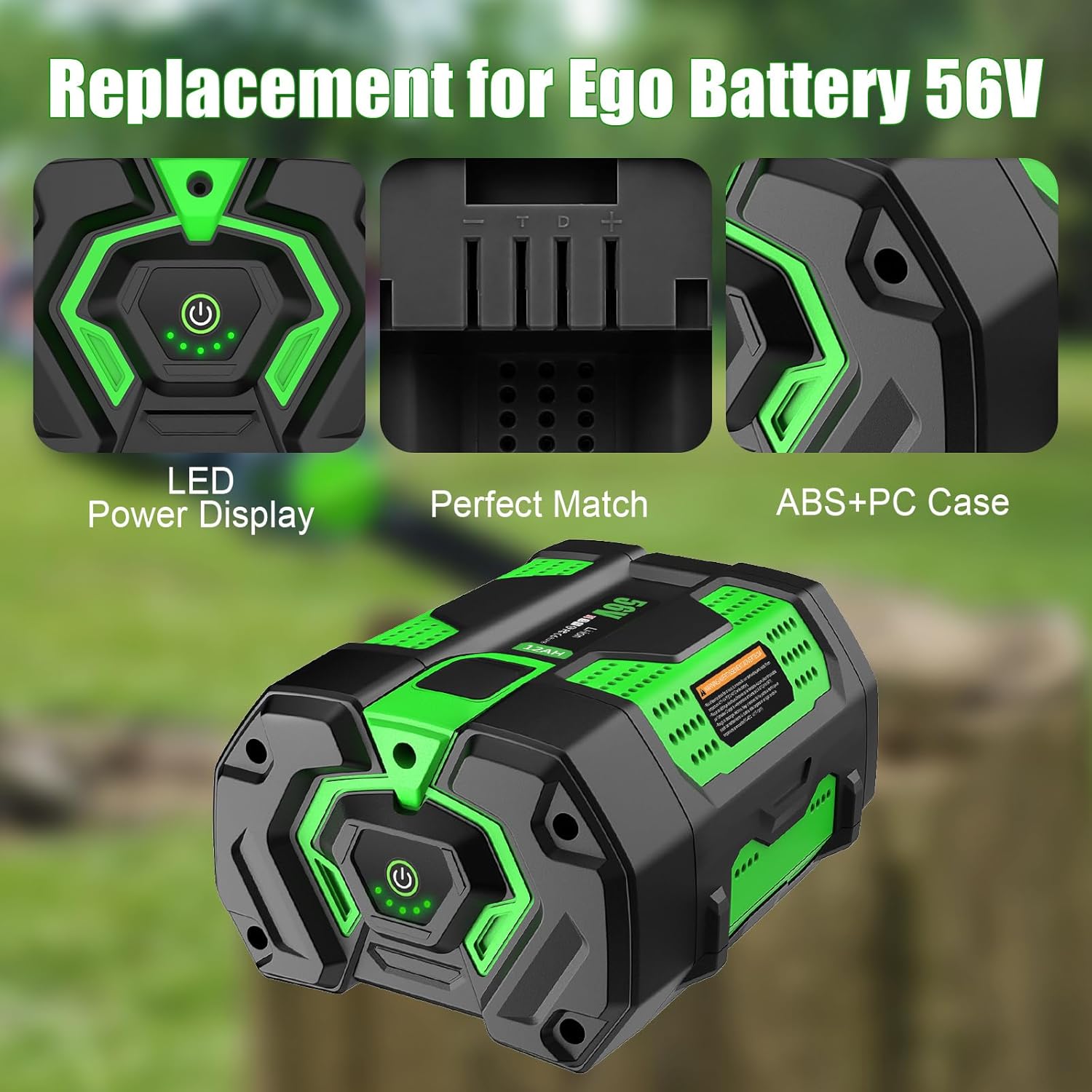 56V 12.0Ah Replacement for EGO 56V Battery Compatible with EGO 56V Lithium Ion Battery BA2800 BA2800T BA4200 BA4200T BA1400 BA1400T BA5600T Cordless Power Tool
