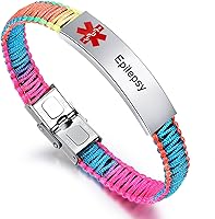 Vista 1 de JF.JEWELRY Pulsera de alerta médica para mujeres T1D T2D Pulsera de identificación de alerta médica para diabetes y epilepsia para niñas y niños
