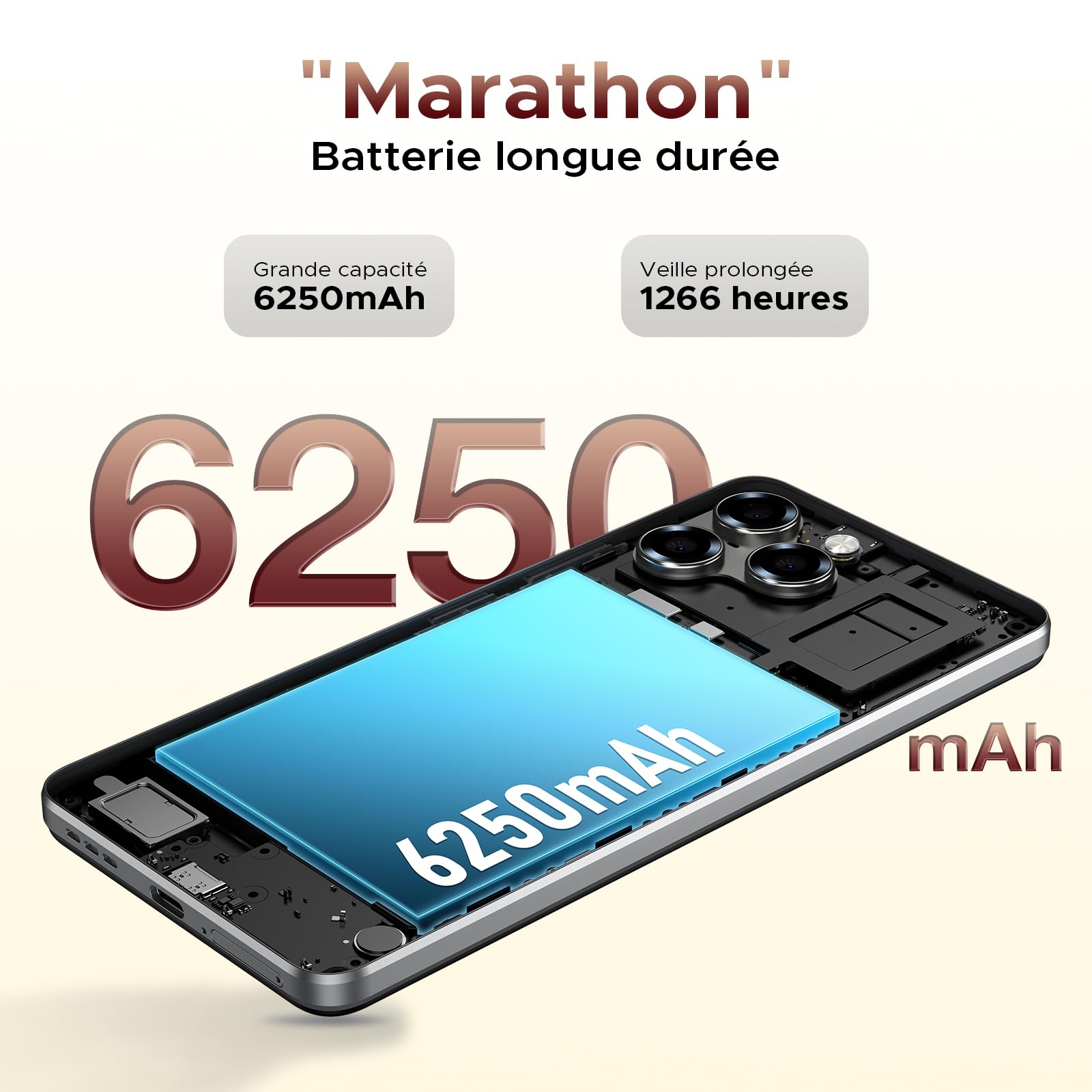 NOTE58 Smartphone Pas Cher, 6250mAh Telephone Portable Android 15, Écran 6.75" HD+ 90Hz, 32 Go+128 Go/2 To,Octa Core, Double SIM Débloquée Smartphone, 16MP+8MP, Face ID, 3.5mm Jack,GPS,OTG